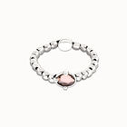 Beaded bracelet with pink oval faceted crystal